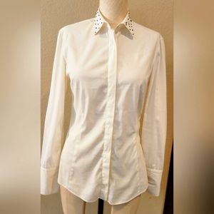 Brunello Cucinelli woman white/ivory long sleeve embellished collar size small